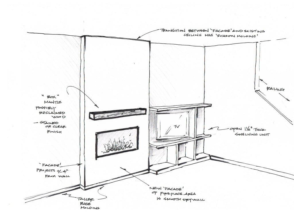 Built in fireplace sketch